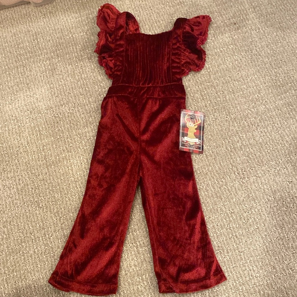 NWT boutique red baby velour jumper